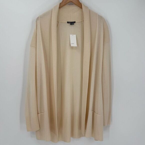 Vince Wool Cashmere Blend Shawl Cardigan Sweater Women Large Cream NWT - Picture 1 of 8